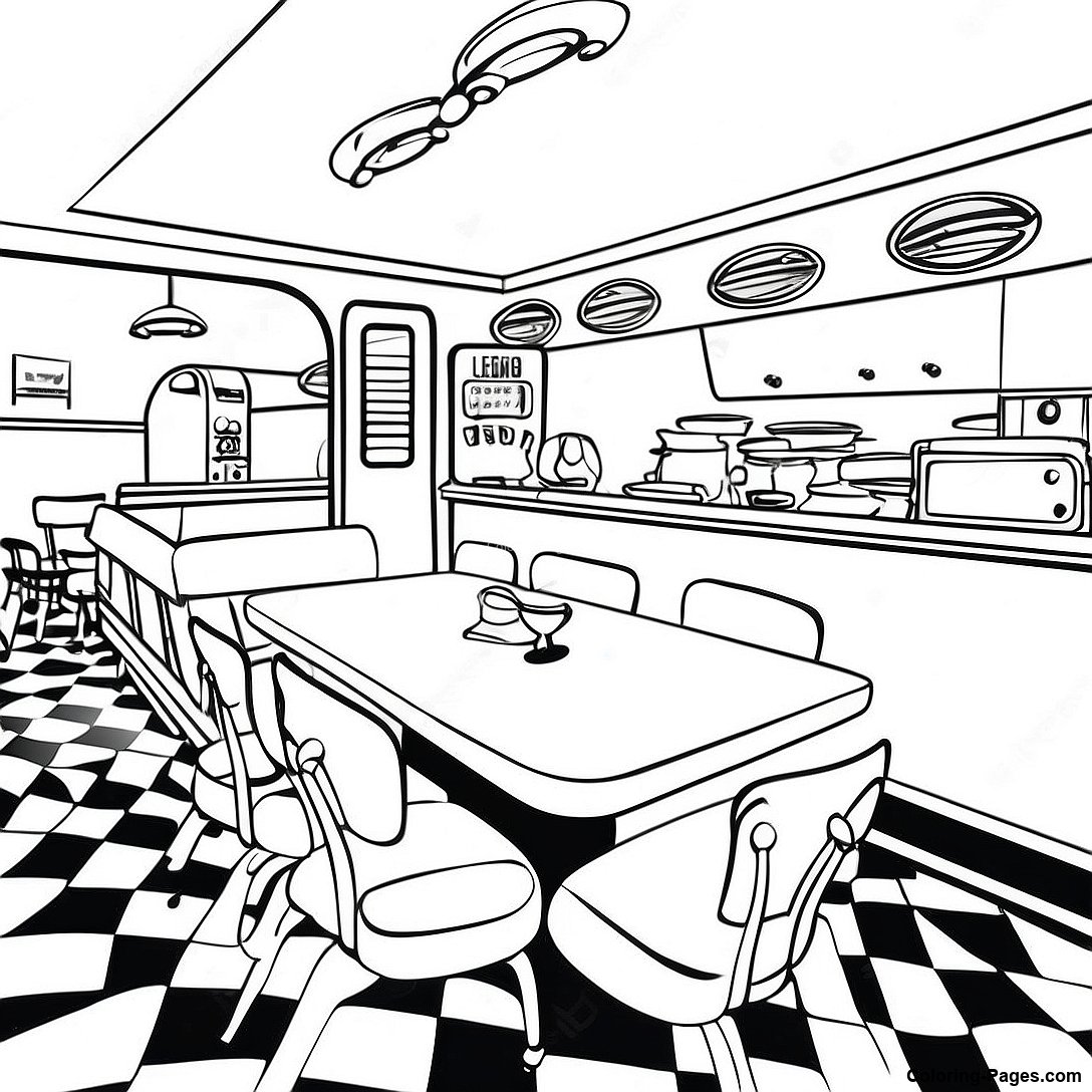 1950s Vintage Diner Coloring Page 107306 44496