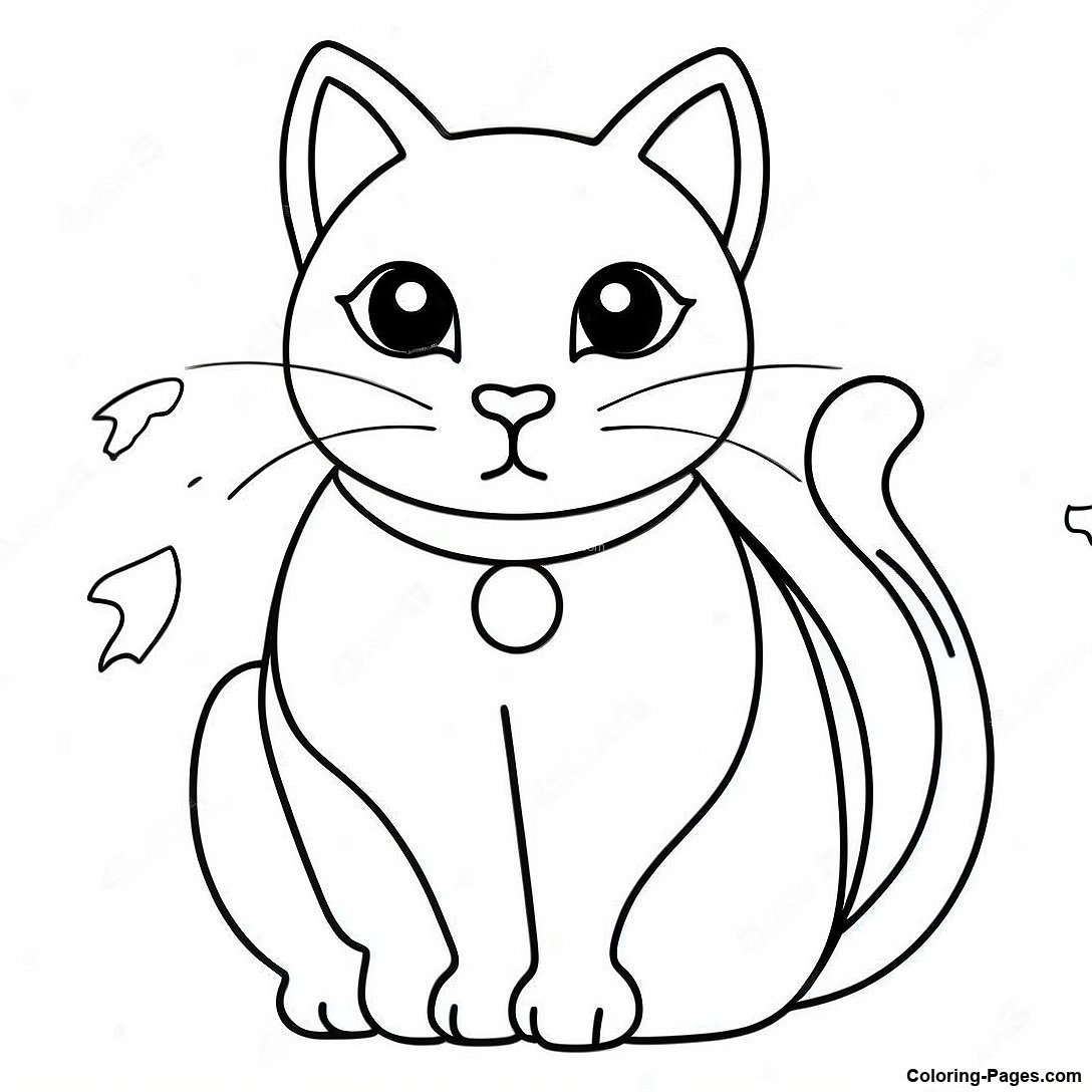 Adorable Black Cat Coloring Page | Coloring-Pages.com