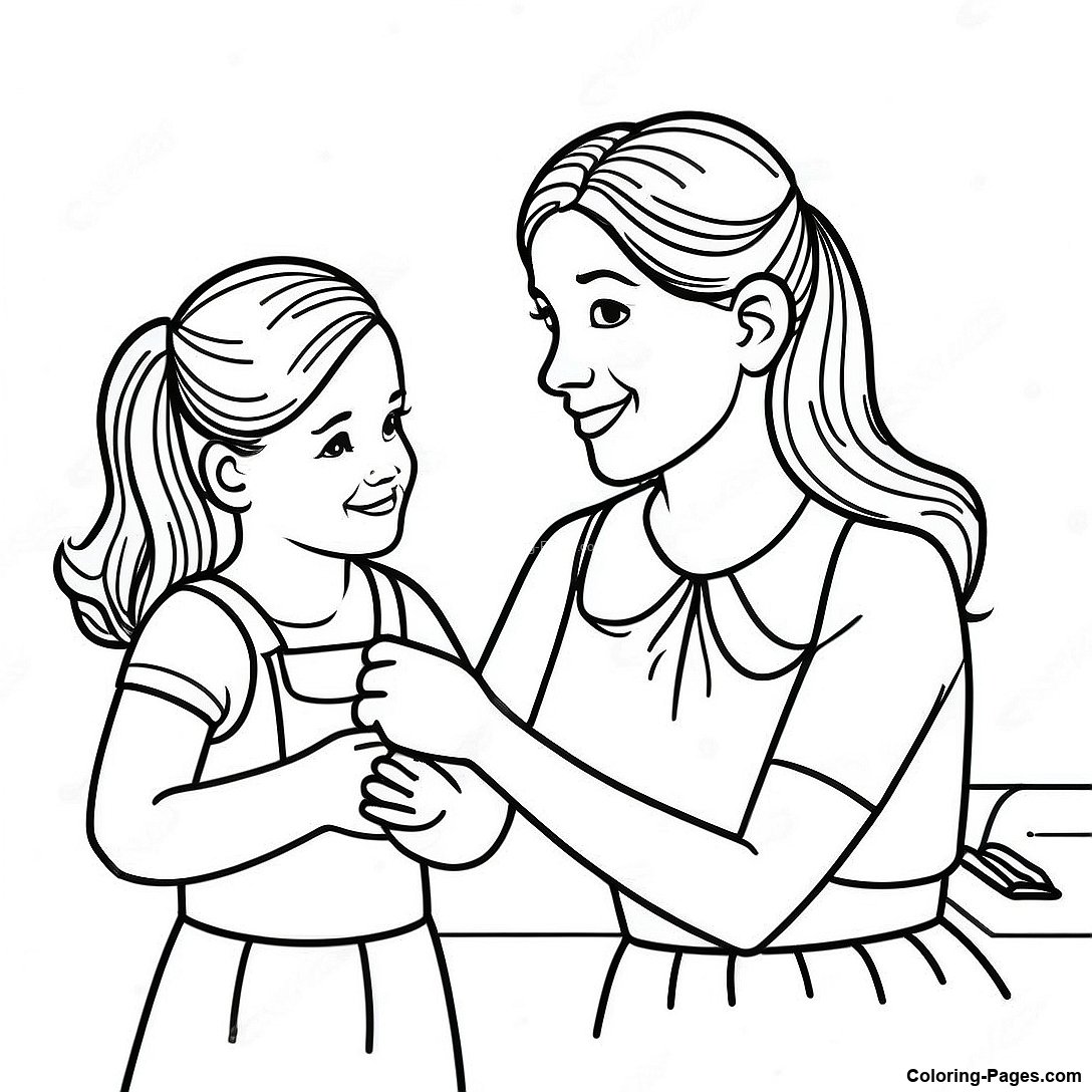Aunt And Niece Bonding Coloring - Aunt And Niece Bonding Coloring Page 115873 51376 