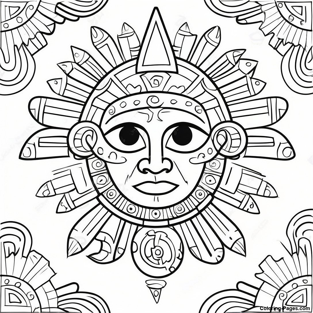 Aztec Sun God Coloring Page Coloring Pages com - Aztec Sun God Coloring Page 107771 44862 