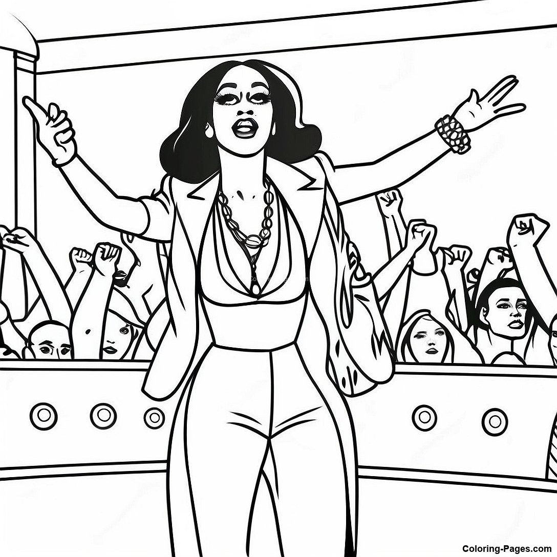 Cardi B Performing On Stage Coloring Page 105846 43350