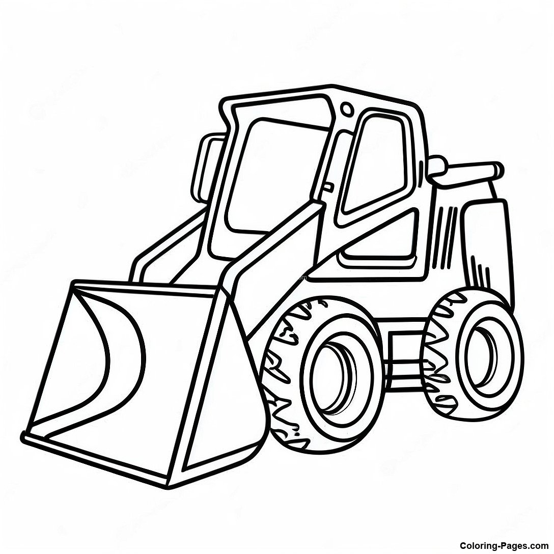 Cartoon Skid Steer Coloring Page | Coloring-Pages.com