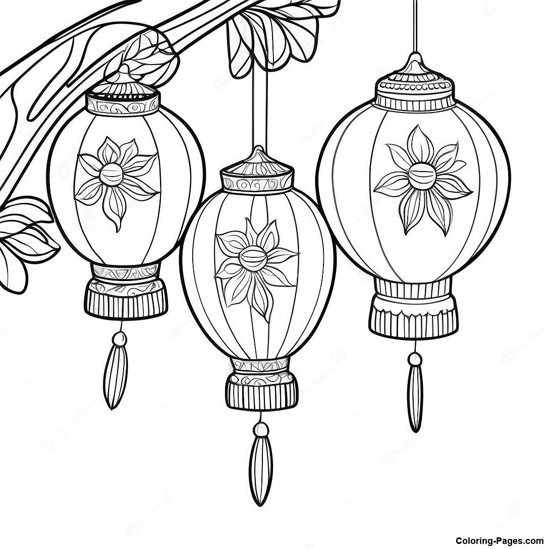 Chinese Lanterns Coloring Page | Coloring-Pages.com