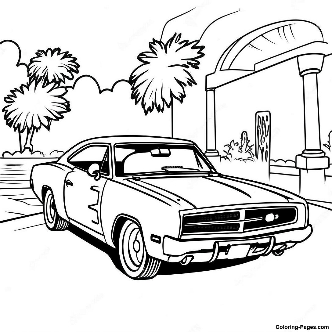Classic Dodge Charger Coloring Page | Coloring-Pages.com