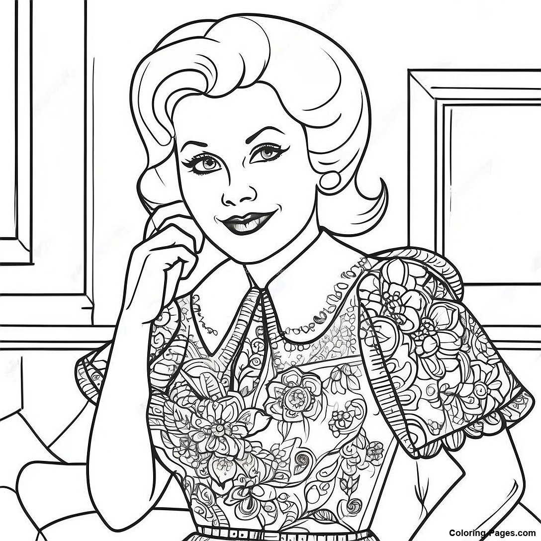 Classic Tv Woman In Vintage Dress Coloring Page 132540 65036