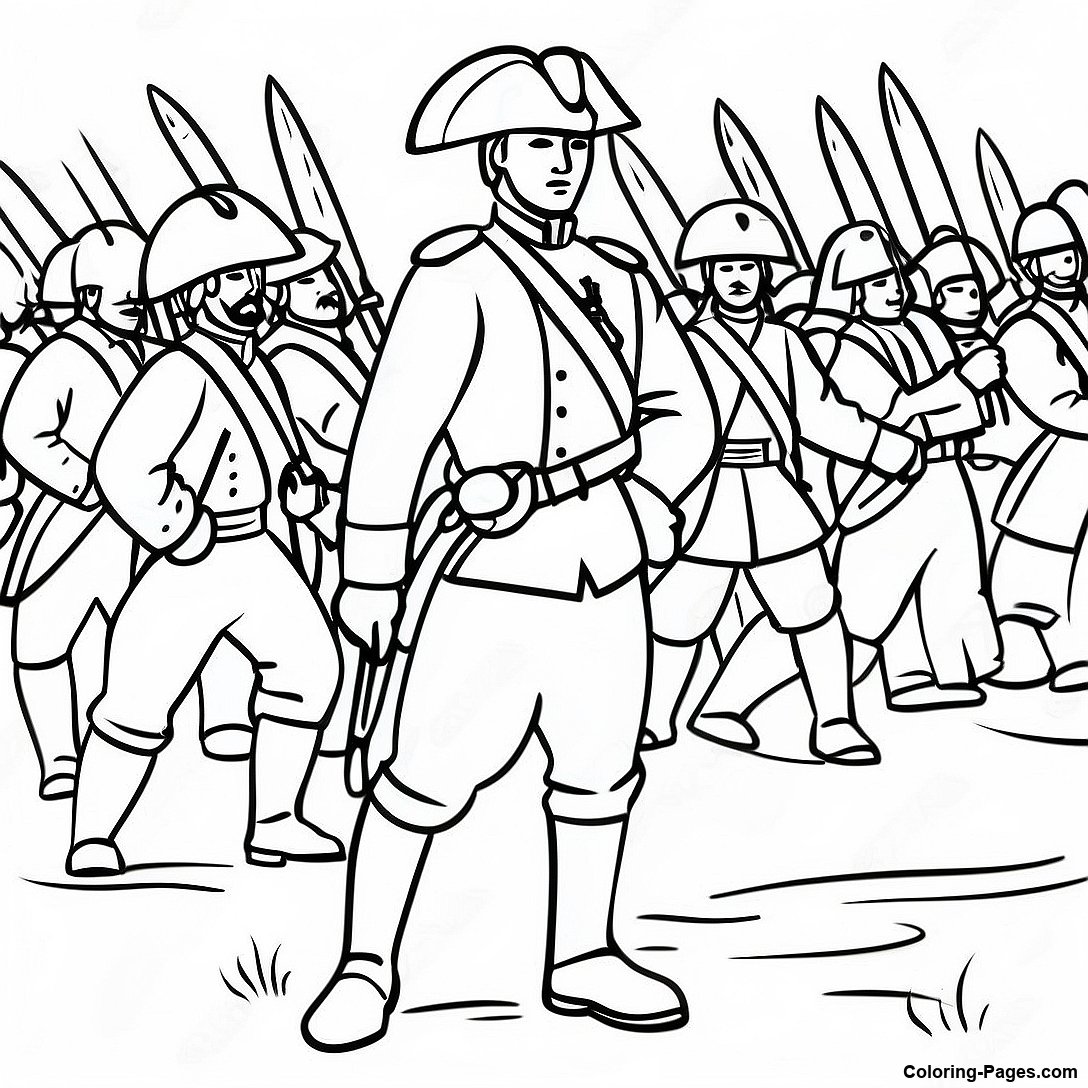 Colonial Soldier In Battle Coloring Page | Coloring-Pages.com