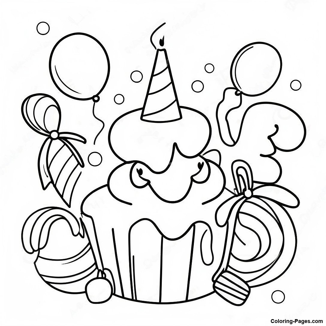 Colorful 8th Birthday Celebration Coloring Page | Coloring-Pages.com