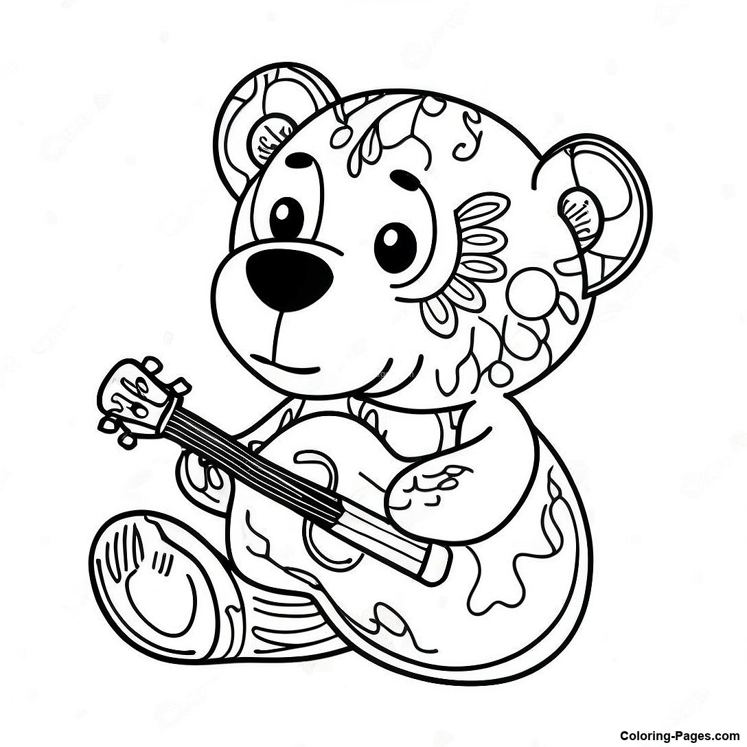 Colorful Grateful Dead Bear Coloring Page | Coloring-Pages.com