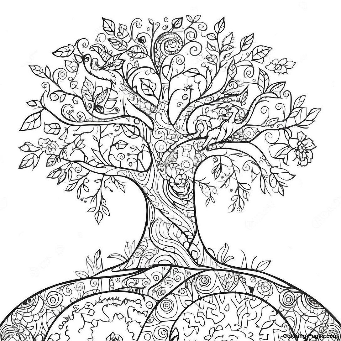 Colorful Tree Of Life Coloring Page | Coloring-Pages.com