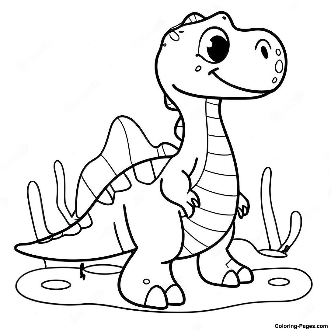 Colorful Water Dinosaur Coloring Page | Coloring-Pages.com