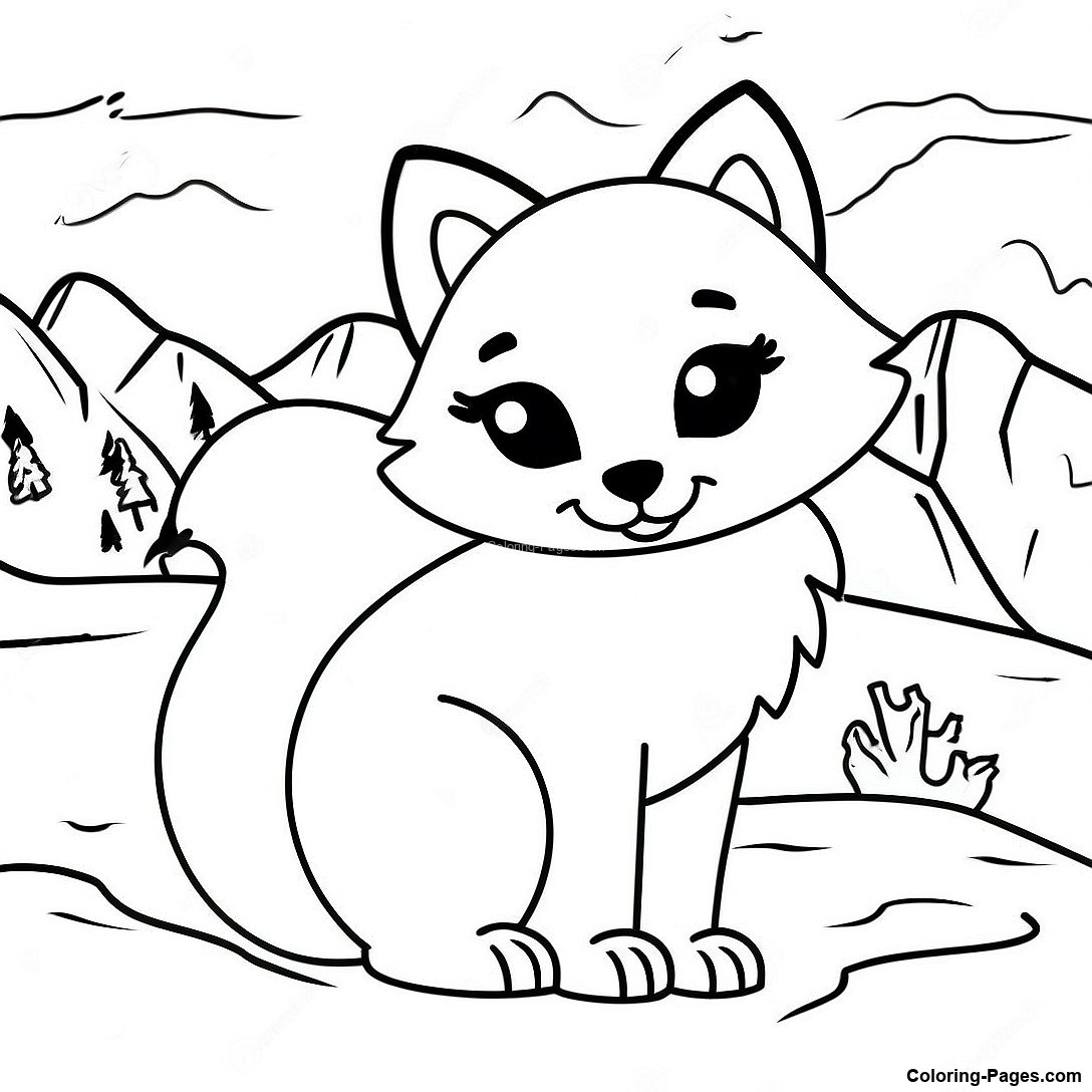 Cute Arctic Fox In Snowy Landscape - Cute Arctic Fox In Snowy Landscape Coloring Page 131822 64471 