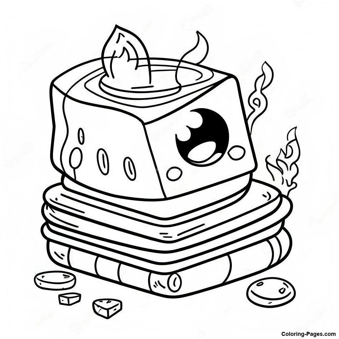 Cute Cartoon S'mores Coloring Page