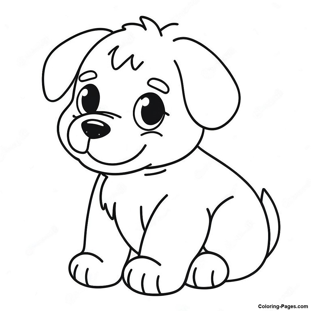 Cute Fluffy Puppy Coloring Page | Coloring-Pages.com