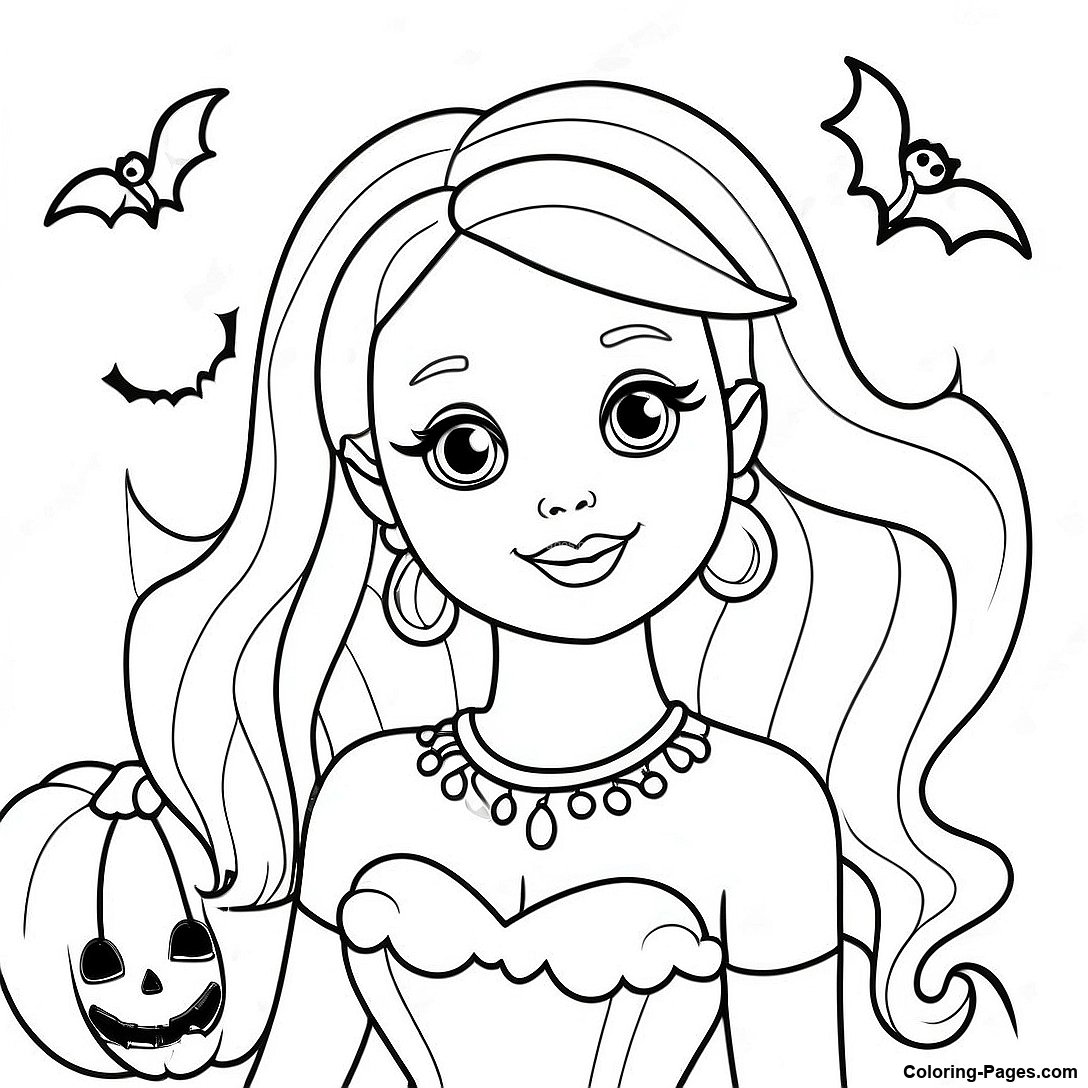 Cute Halloween Barbie Coloring - Cute Halloween Barbie Coloring Page 134545 66589 