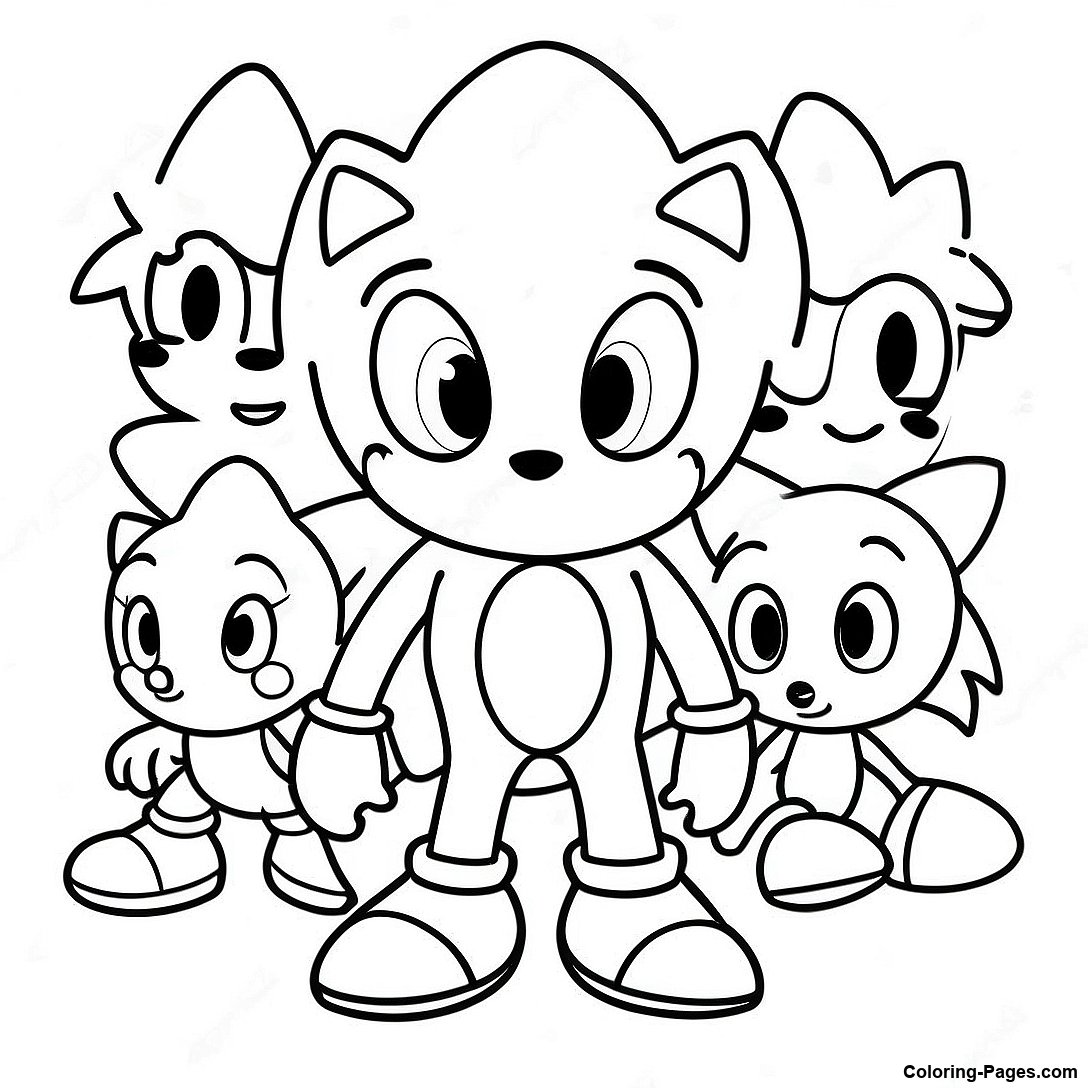 Cute Sonic With Friends Coloring Page | Coloring-Pages.com