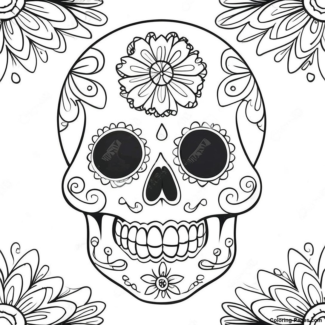 Day Of The Dead Skull Coloring Page