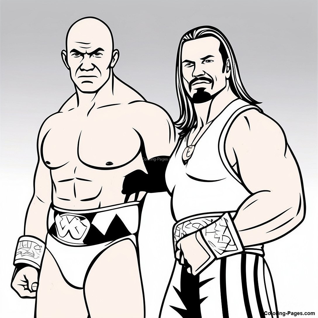 Free printable Dynamic Wwe Tag Team Coloring Page coloring page from the Miscellaneous collection — black-and-white outline drawing for kids and adults.
