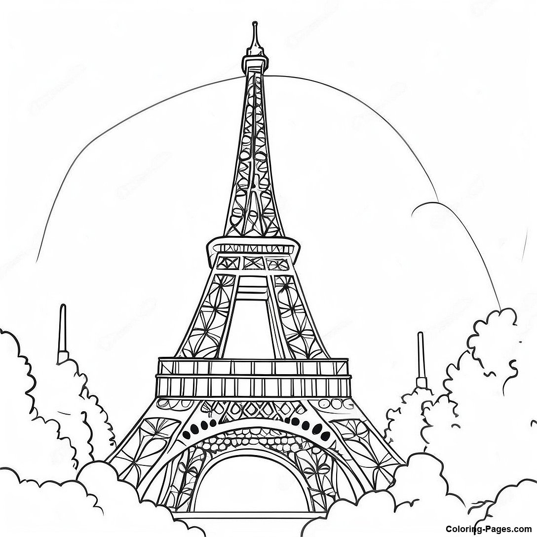 Eiffel Tower In Paris Coloring Page