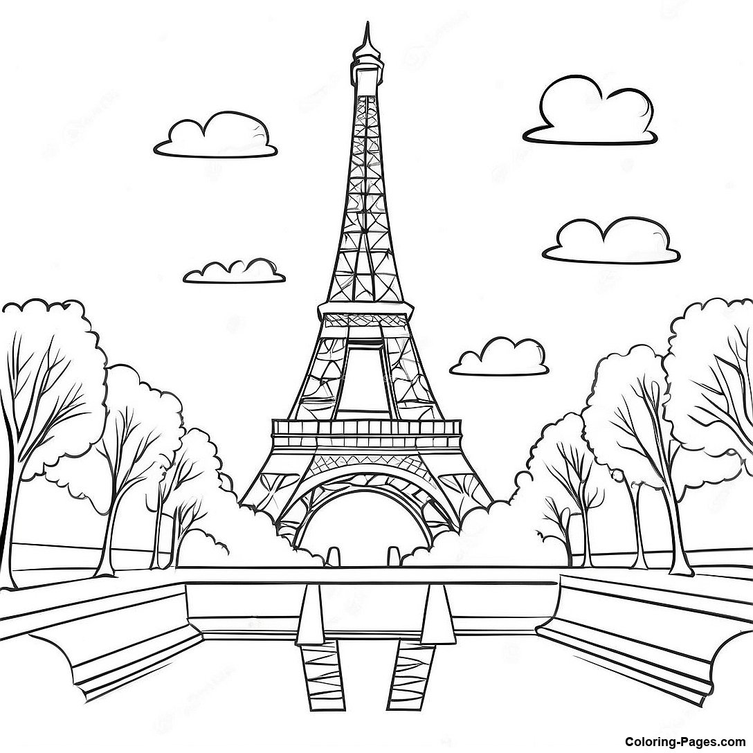 Eiffel Tower In Paris Coloring Page