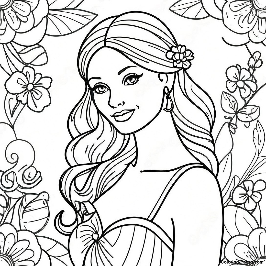 Elegant Pretty Girl Coloring Page | Coloring-Pages.com