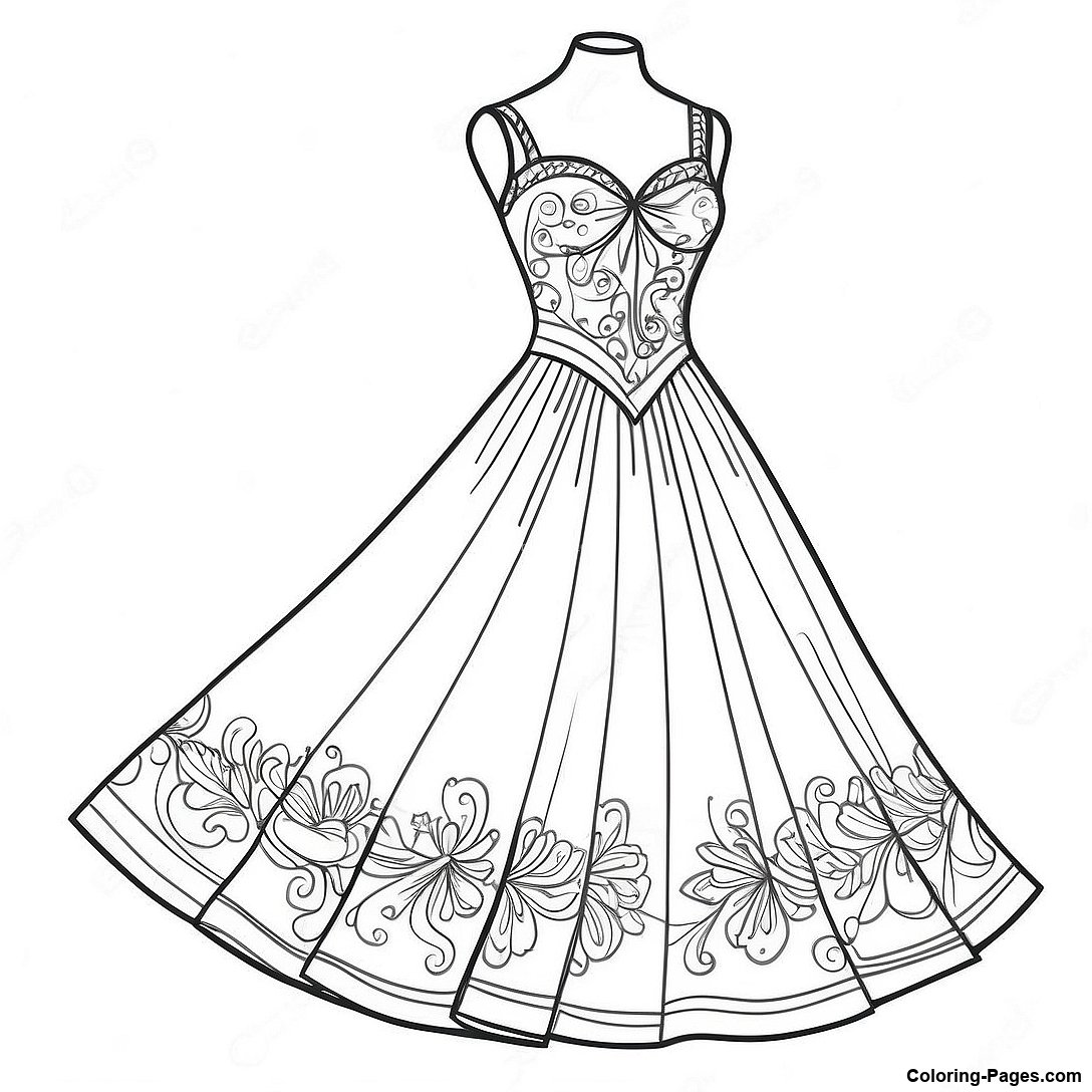 Elegant Vintage Dress Coloring Page 71934 15802