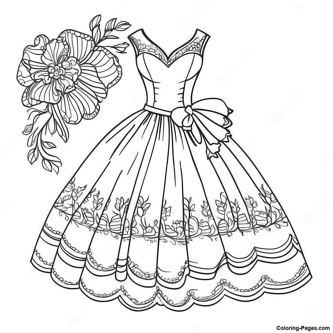 Elegant Vintage Dress Coloring Page 71934 15804