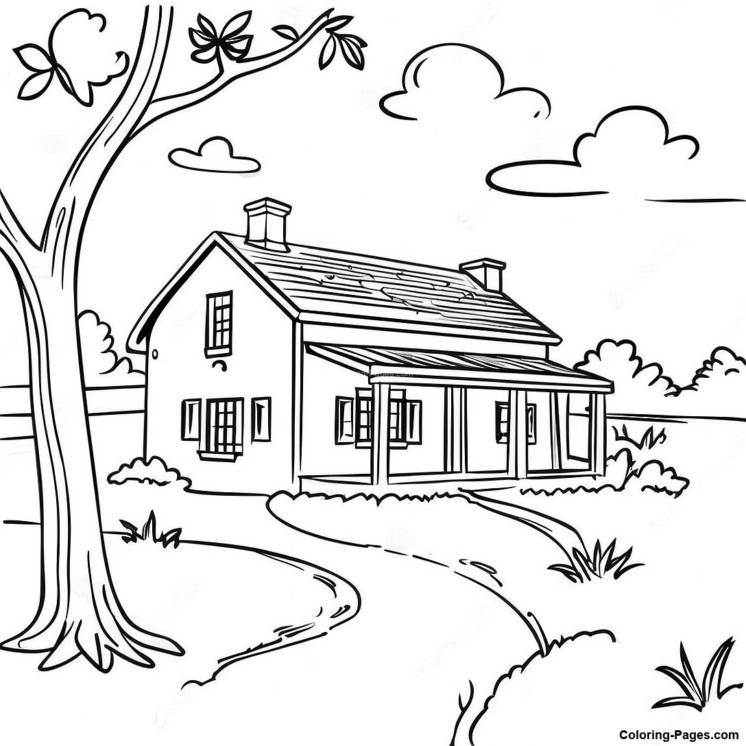 Farmhouse Coloring Page Coloring Pages com - Farmhouse Coloring Page 113063 49180