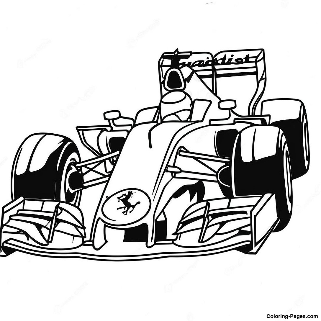 Ferrari F1 Car In Action Coloring Page | Coloring-Pages.com