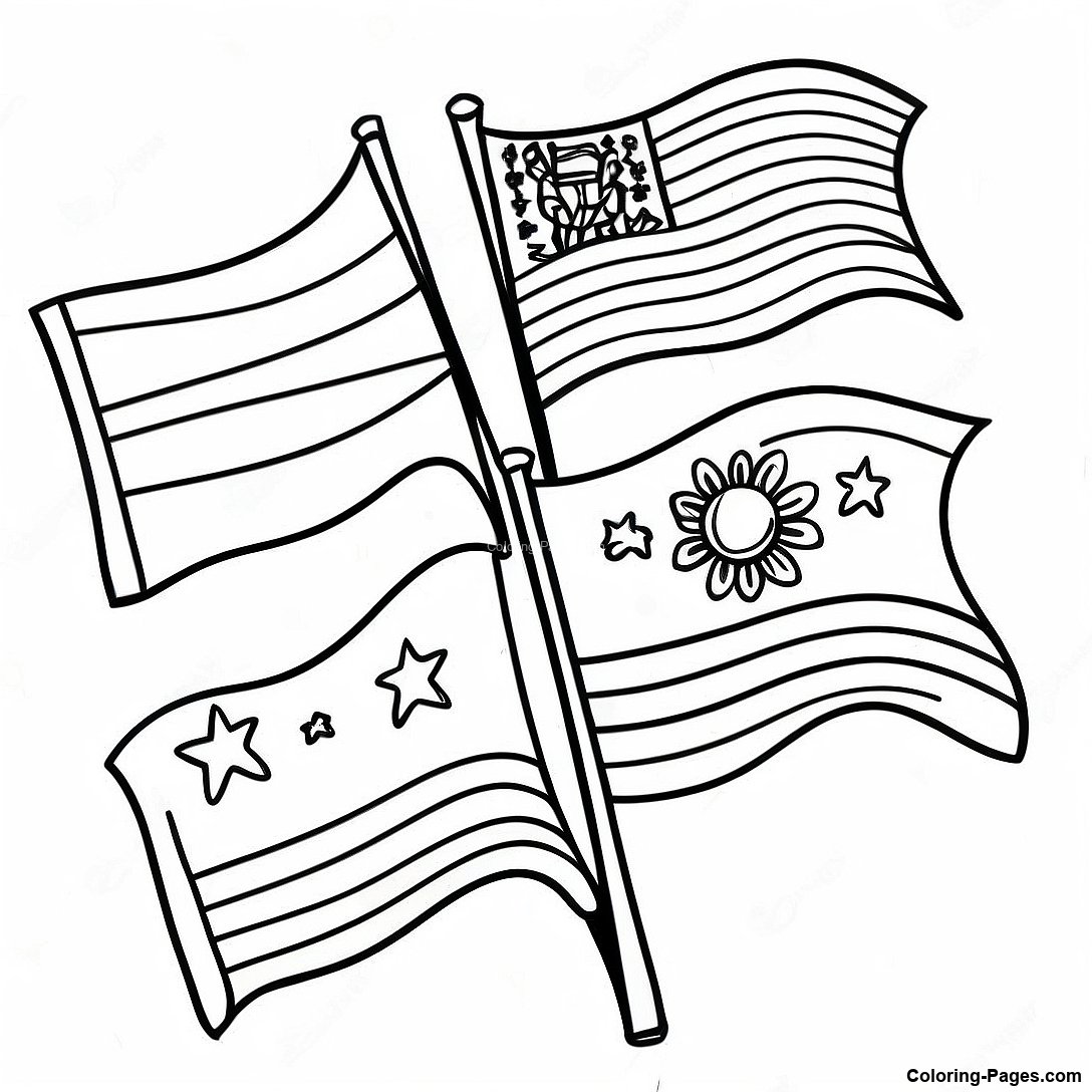 Festive Hispanic Heritage Month Flags Coloring Page 114197 50074