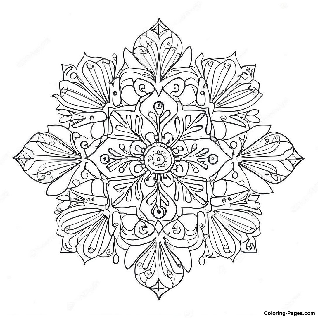 Geometric Snowflake Coloring Page | Coloring-Pages.com