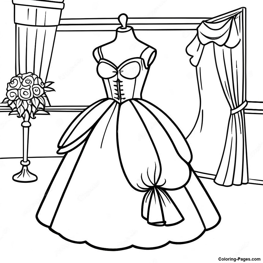 Graceful Vintage Ball Gown Coloring Page 84473 25562