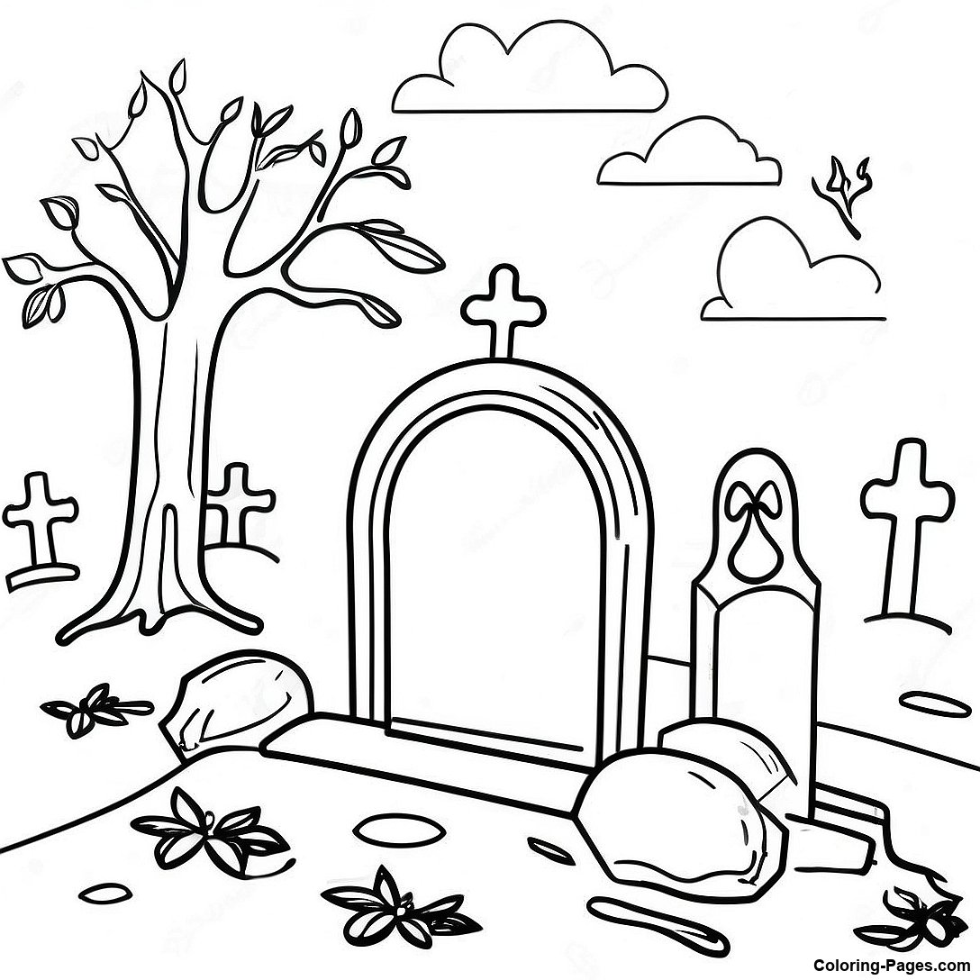 Graveyard Scene Coloring Page - Graveyard Scene Coloring Page 111883 48138