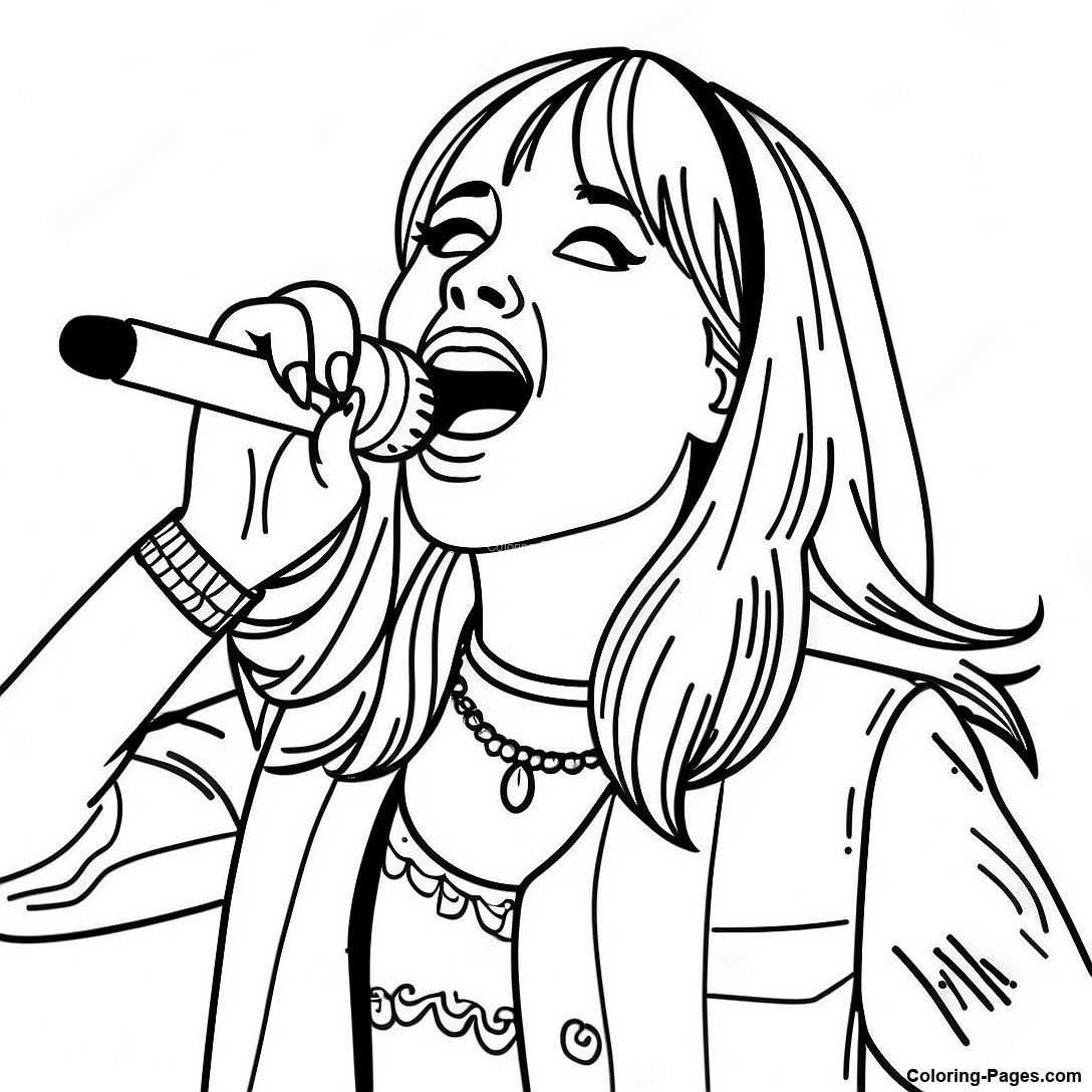Hannah Montana Singing On Stage Coloring Page 122450 56973
