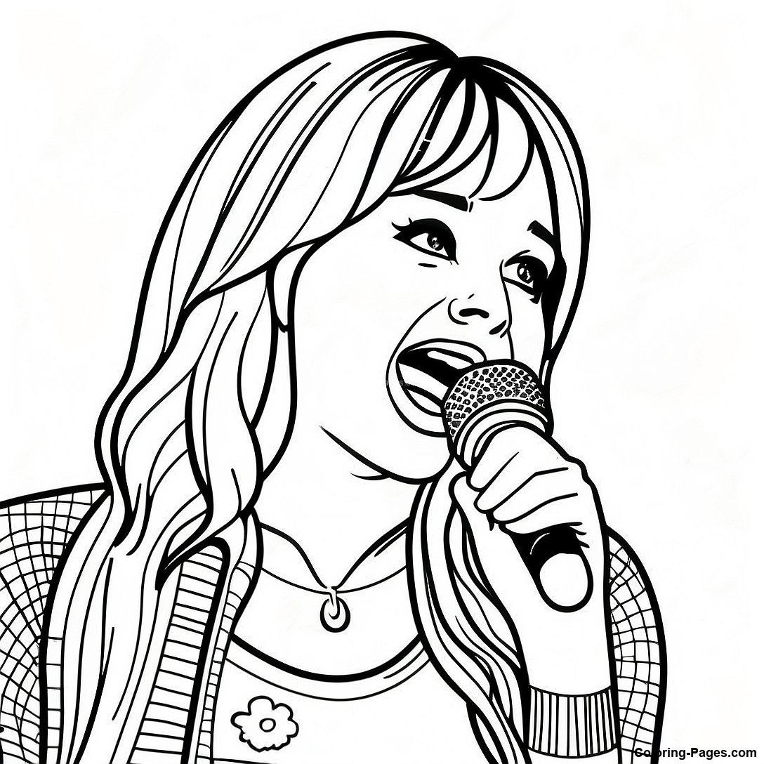 Hannah Montana Singing On Stage Coloring Page 122450 56974