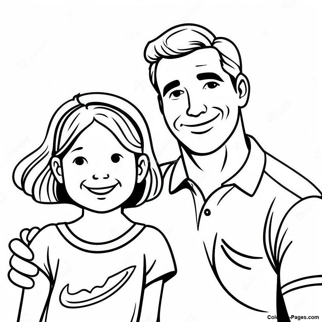 Happy Dad And Daughter Coloring Page | Coloring-Pages.com