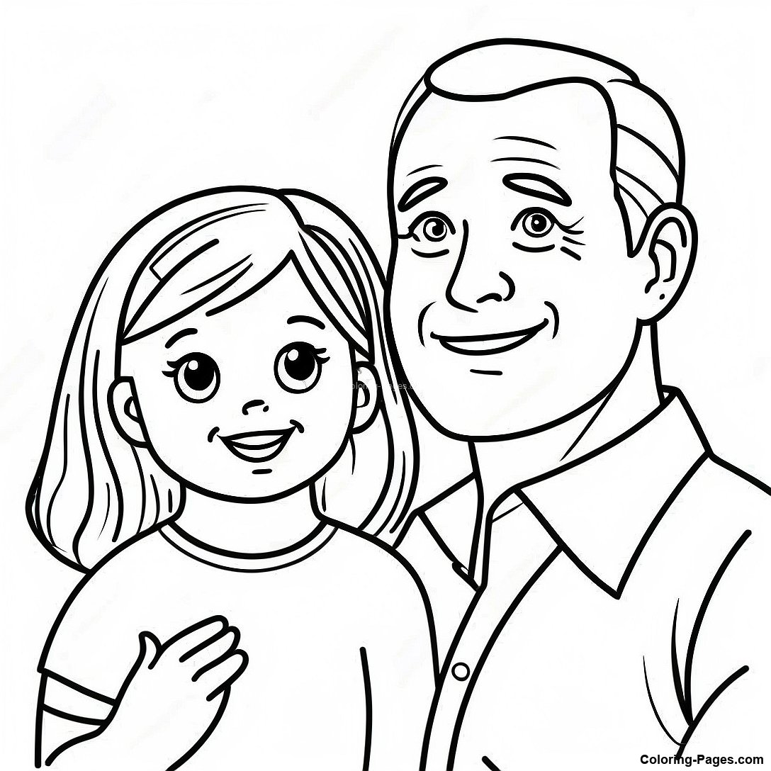 Happy Daughter And Dad Coloring Page | Coloring-Pages.com