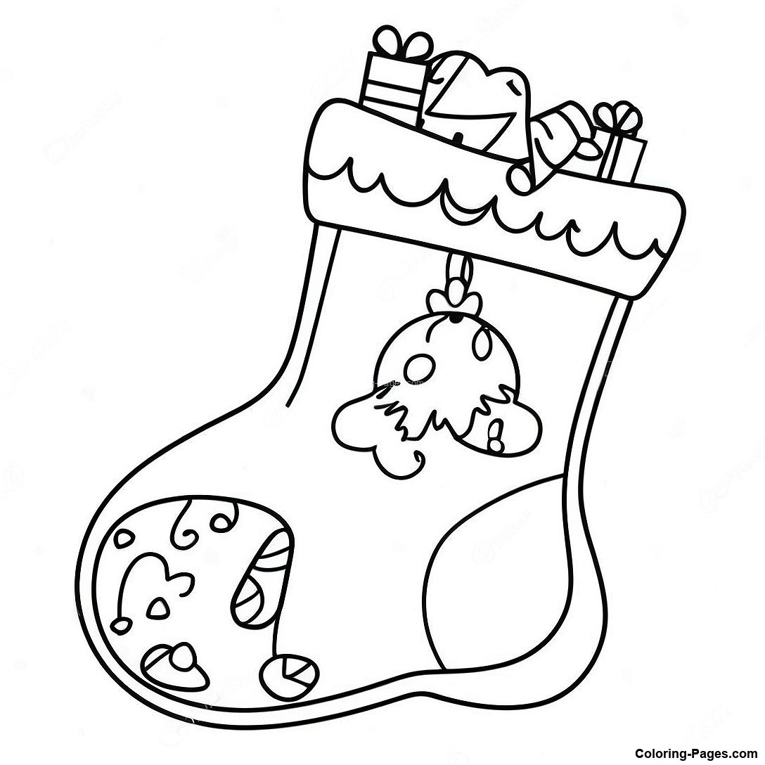 Joyful Preppy Christmas Stocking Coloring Page | Coloring-Pages.com