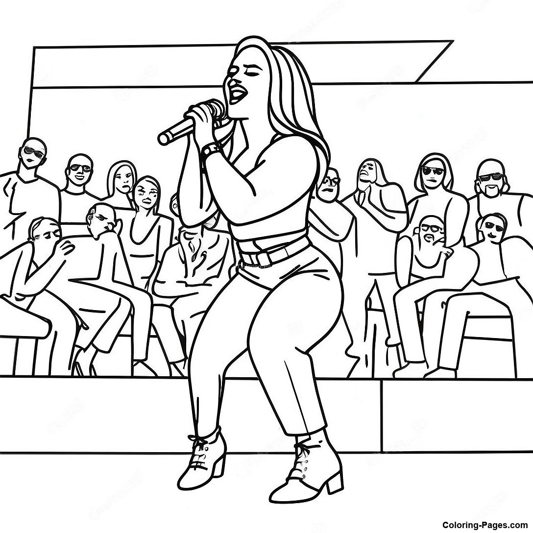 Karol G Performing On Stage Coloring Page