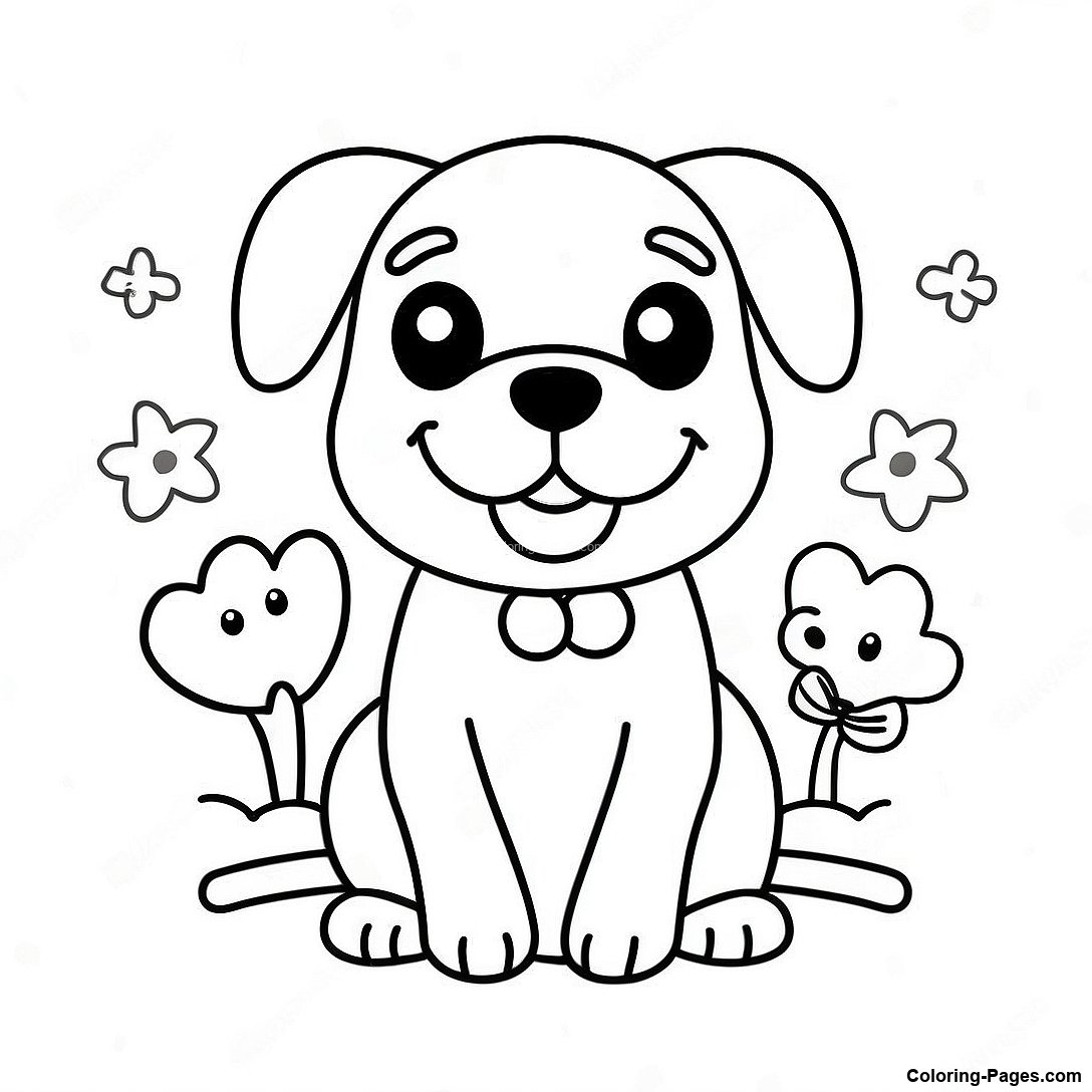 Kawaii Dog Coloring Page | Coloring-Pages.com
