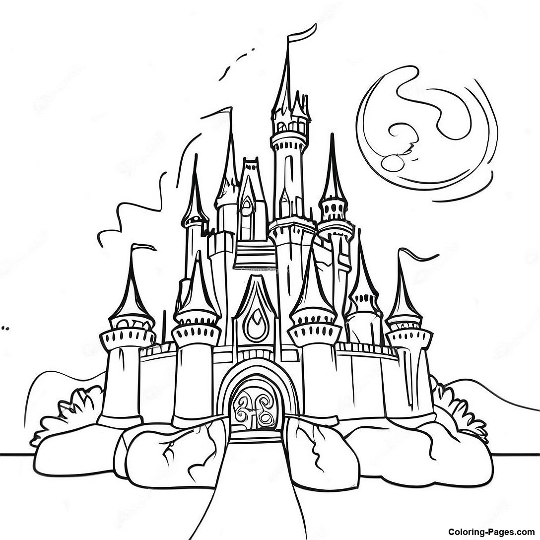 Magical Disney Castle Coloring Page | Coloring-Pages.com