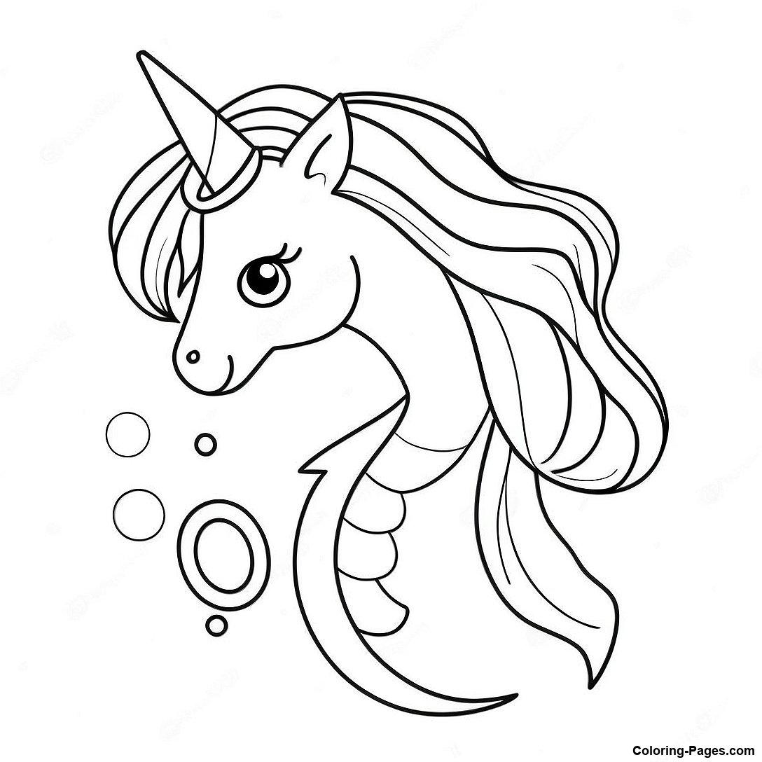 Magical Unicorn Mermaid Coloring Page | Coloring-Pages.com