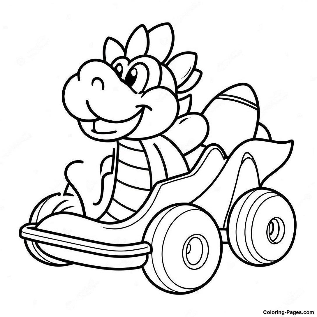 Mario Kart Bowser In A Kart Coloring Page | Coloring-Pages.com