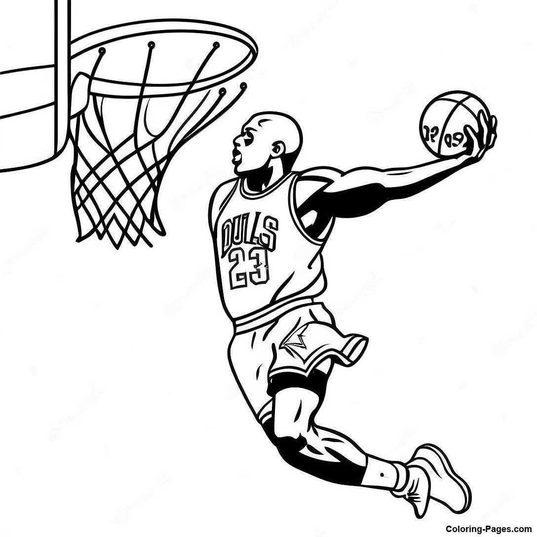 Michael Jordan Dunking Coloring Page
