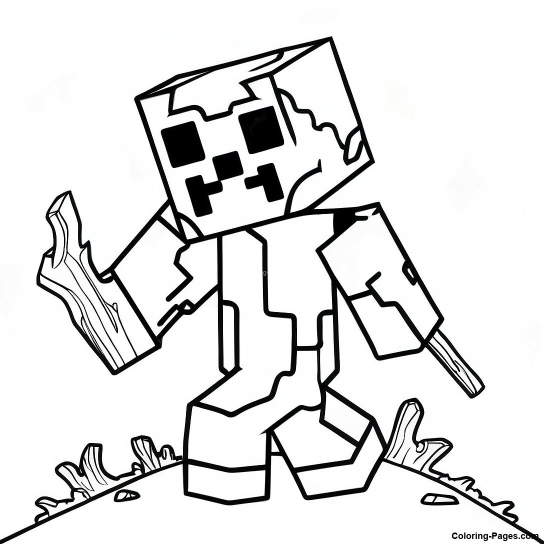 Minecraft Zombie Coloring Page