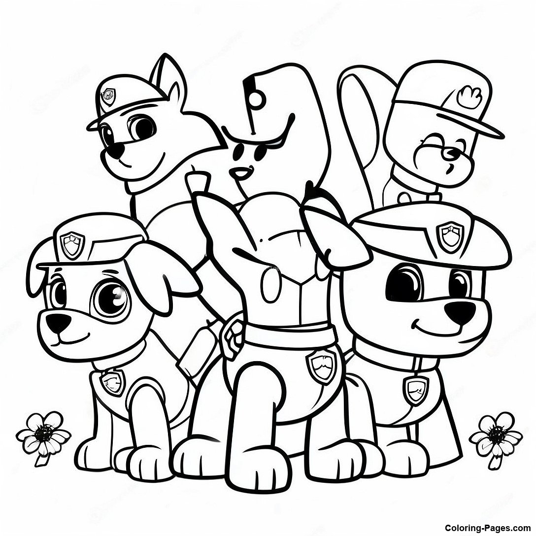 Paw Patrol Team Rescue Coloring Page | Coloring-Pages.com