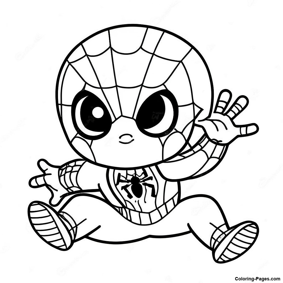 Playful Baby Spiderman In Action Coloring Page | Coloring-Pages.com