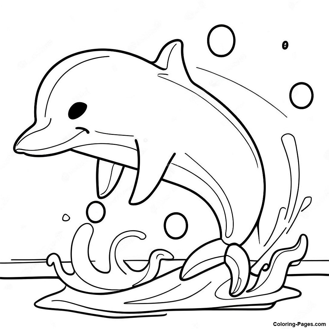 Playful Dolphin Jumping Coloring Page | Coloring-Pages.com