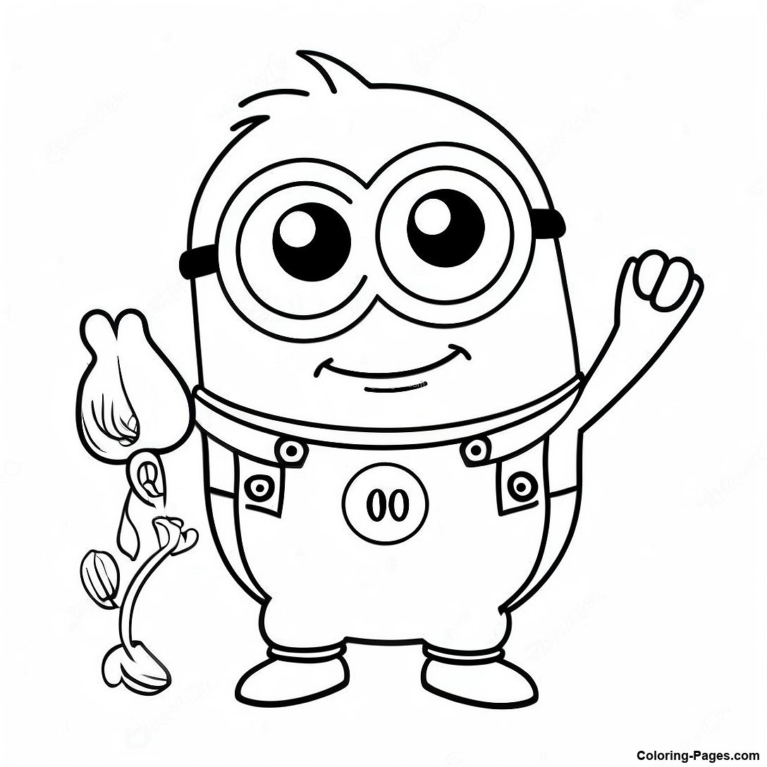 Purple Minion Holding A Banana Coloring Page | Coloring-Pages.com