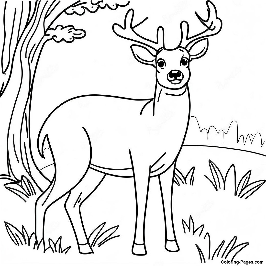 Realistic Buck Deer Coloring Page | Coloring-Pages.com
