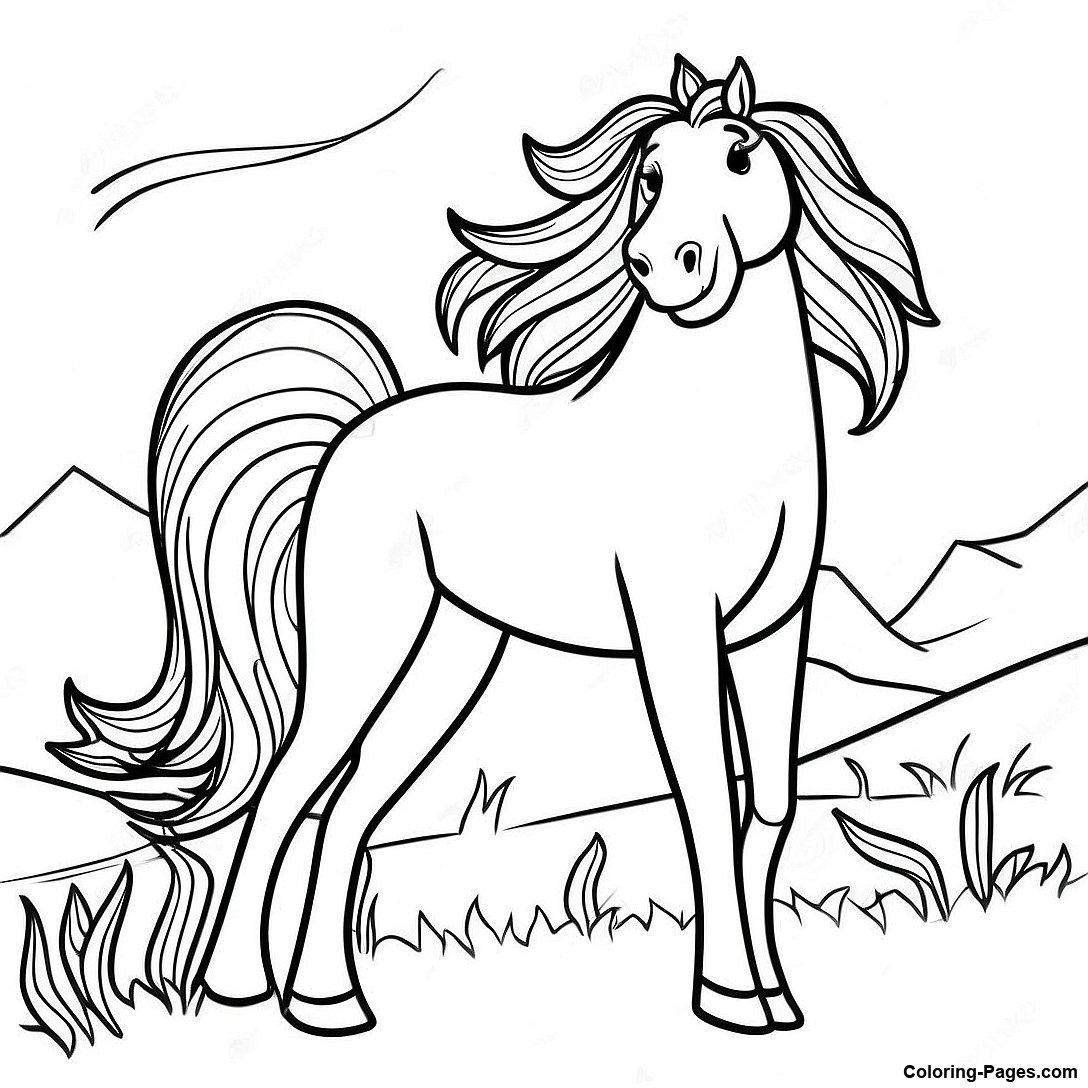 Realistic Wild Horse Coloring Page